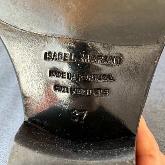 Isabel Marant Santia Black Leather Western Ankle Bootie Boots - Picture 7 of 8